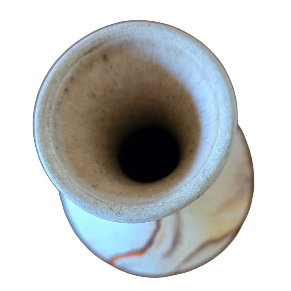 Nemadji Pottery Marbled Bud Vase Earth Tone Swirl Orange Brown USA Folk Art 6.5